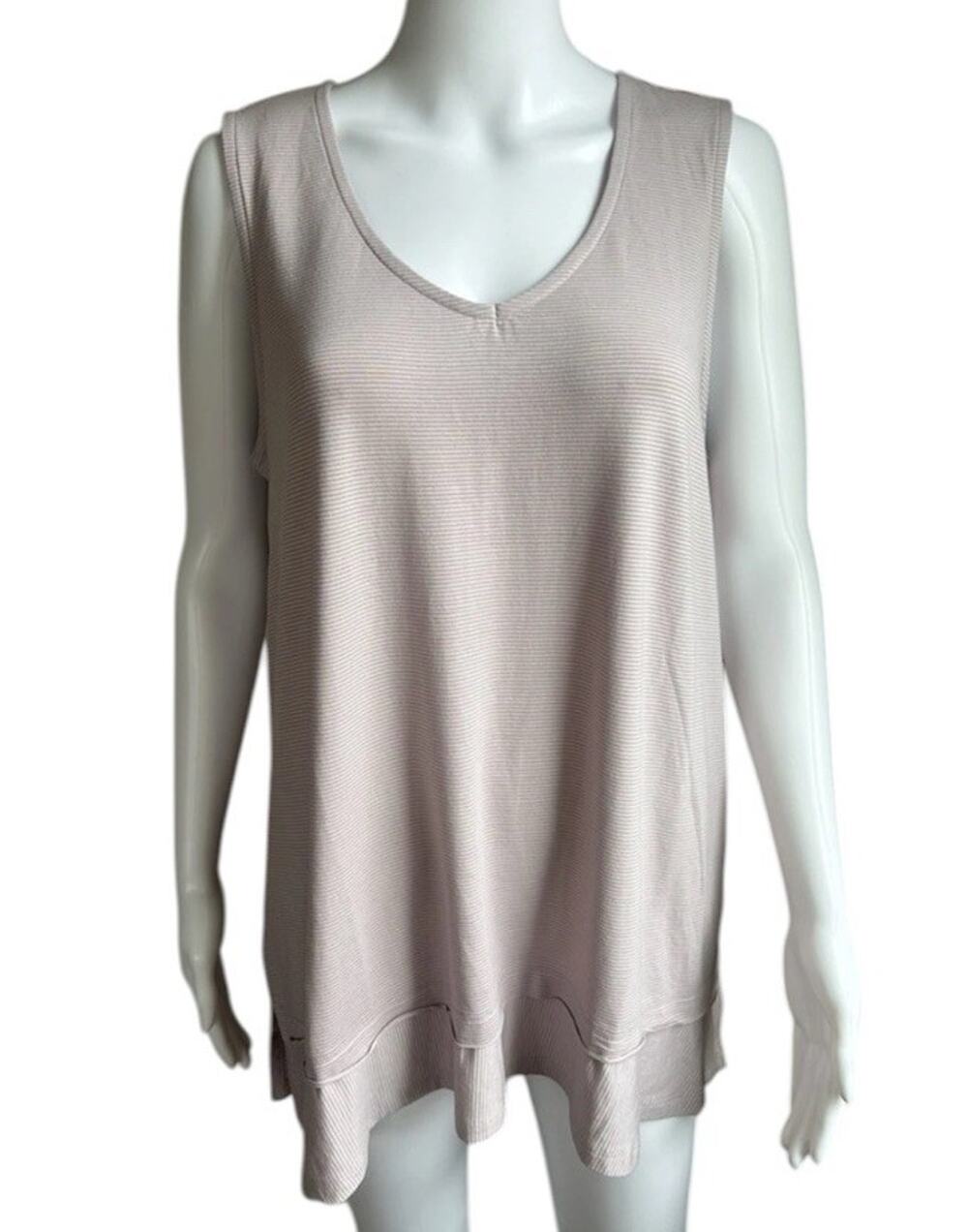 Soft Surroundings Chandler Tank Womens Large Lilac Tunic Raw Hem Boho NWT